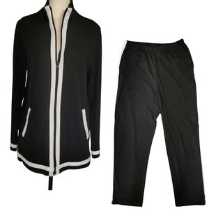 Blair 2-Piece Athletic Full Zip Jacket And Pants Black/White - Sz M